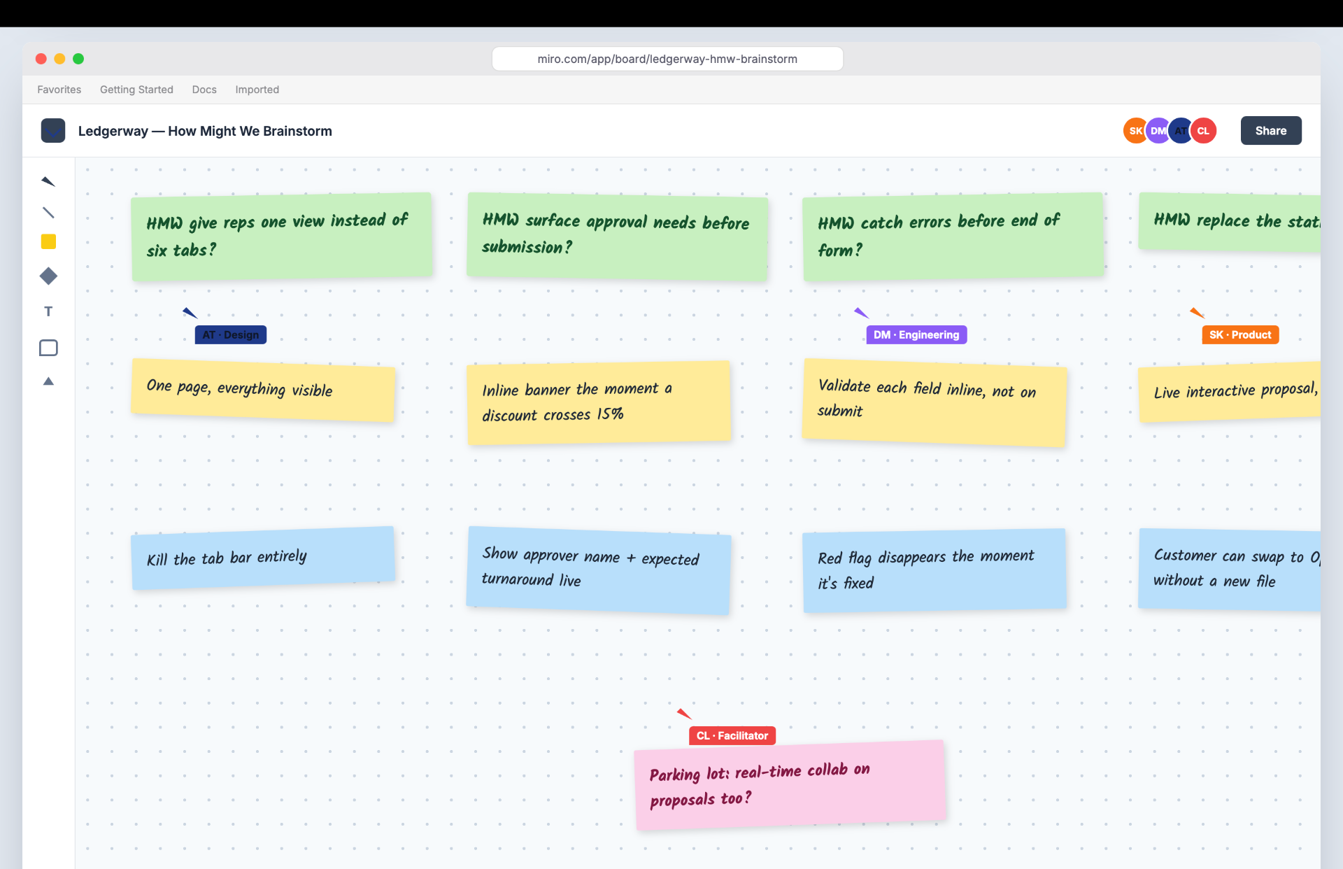 How-might-we brainstorm across product, engineering, and design.