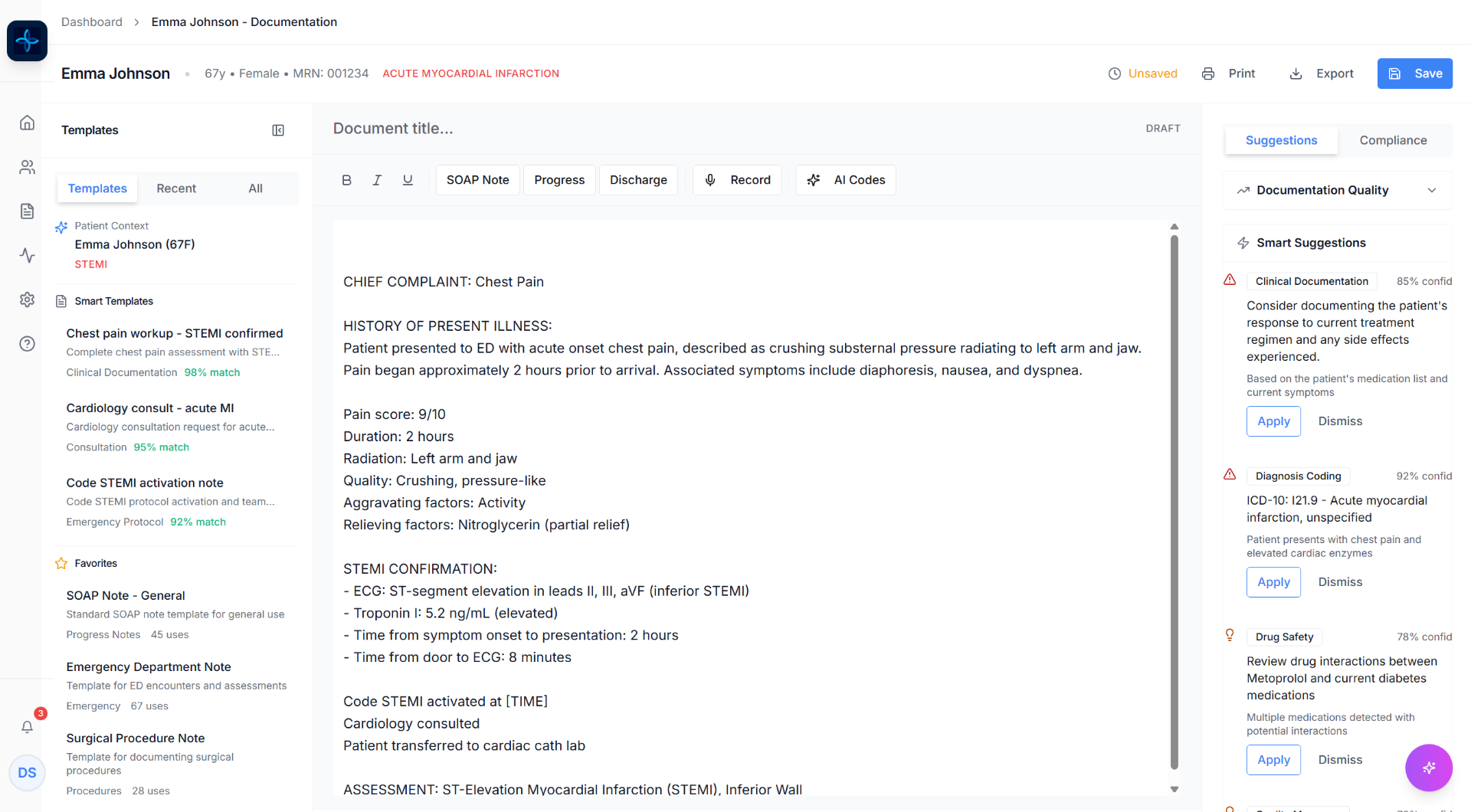 Clinical note with detailed diagnostic reasoning